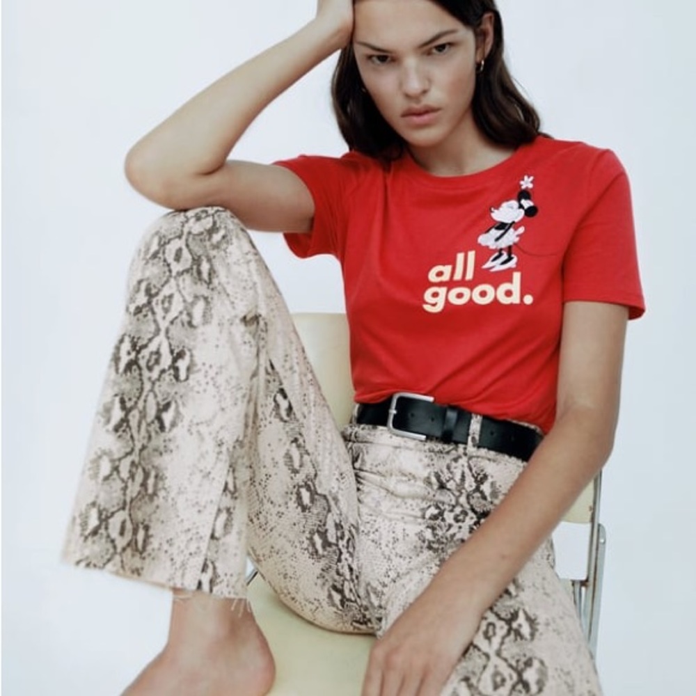 NWT ZARA RED MINNIE AND MICKEY MOUSE DISNEY T-SHIRT SIZE M 1165/050/600